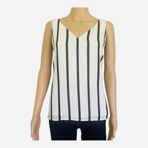 Express preppy boxy flowy lining sleeveless top blouse M white black striped